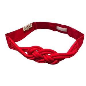 Vtg Red Royal Silk Made in India 100% Silk Knotted Adjustable Belt Size Large